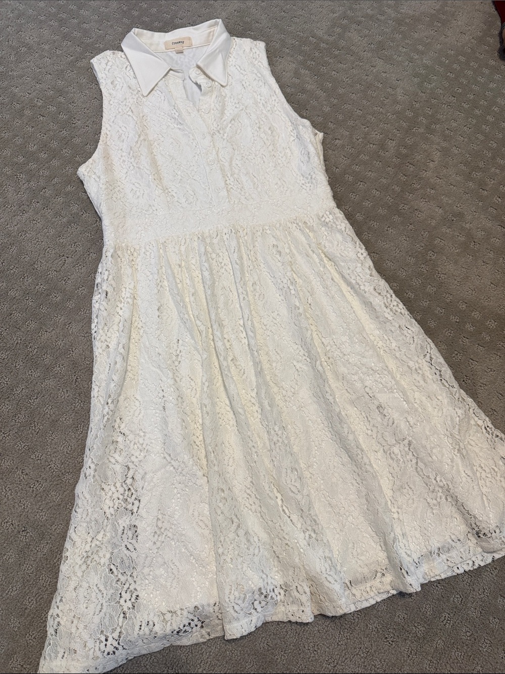 Modcloth Vintage White Lace Collared Dress